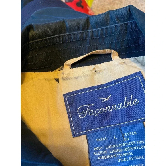 Faconnable Full Zip Nylon Blend Black Jacket Windbreaker Men’s Size L Pocket - Picture 10 of 10